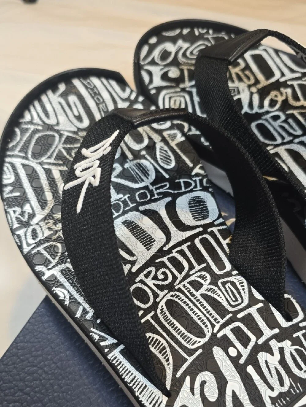 Dior Men Black & White Graffiti Slides